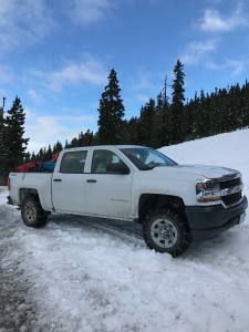 Chaining up the tires